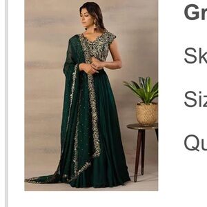 Elegant Green and Gold Embroidered Lehenga